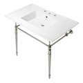 Fauceture KVPB37227W8PN 37-Inch Console Sink with Brass Legs (8-Inch, 3 Hole), White/Polished Nickel KVPB37227W8PN